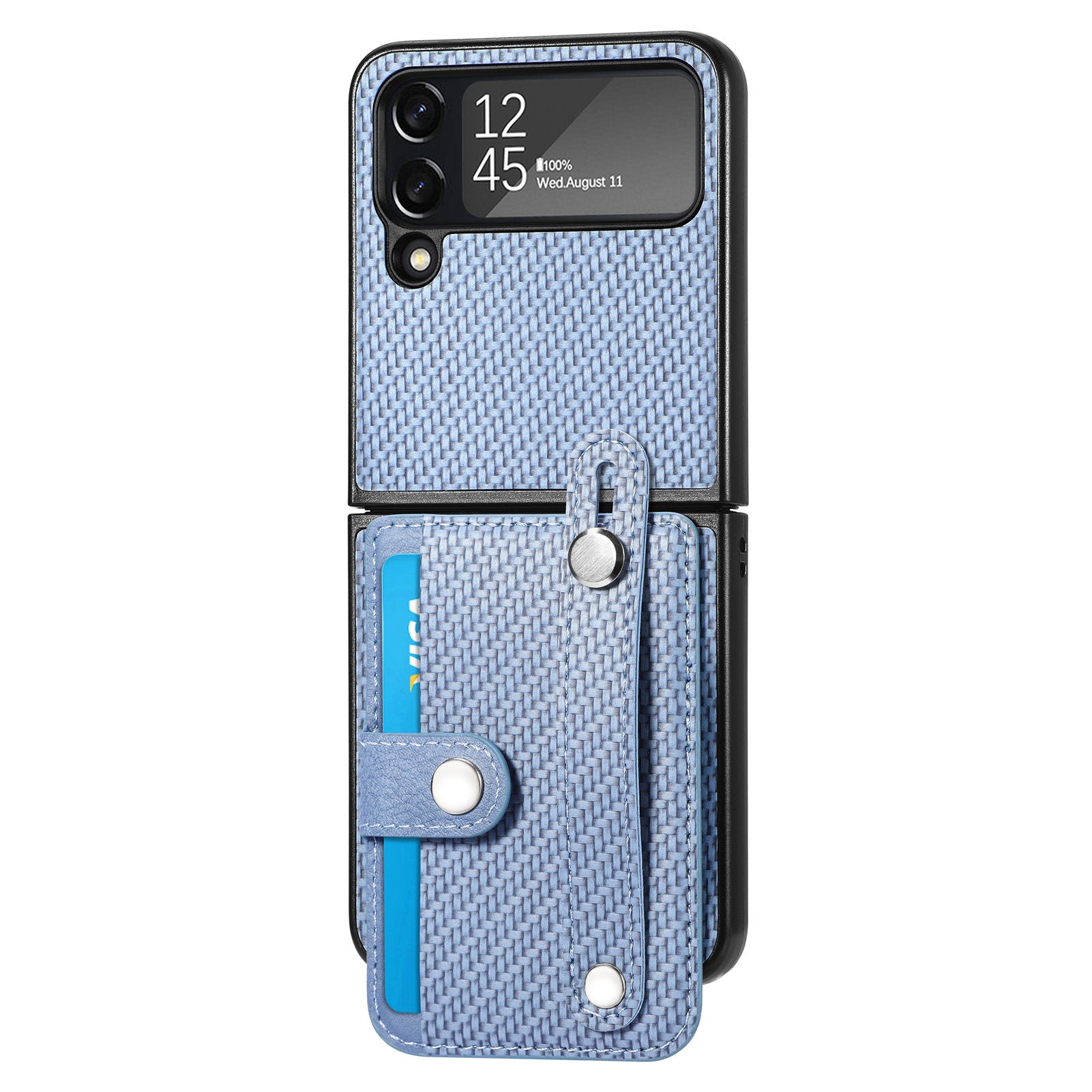 For Samsung Galaxy Z Flip4 5G Card Slot Phone Case PU Leather PC Wristband Kickstand Phone Cover For Samsung Galaxy Z Flip4 5G Card Slot Phone Case PU Leather PC Wristband Kickstand Phone Cover